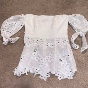 Bardot White Lace Off-Shoulder Top